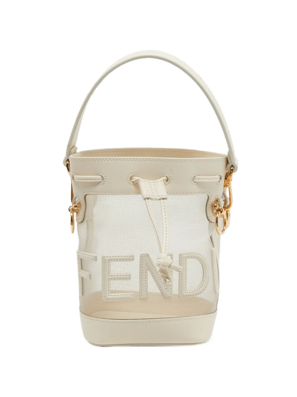 Fendi Pre-Owned mini Mon Tresor logo-patch bucket bag - Bianco