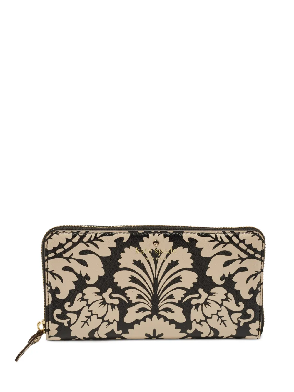 Kate Spade Damask-print zip-around wallet - Schwarz