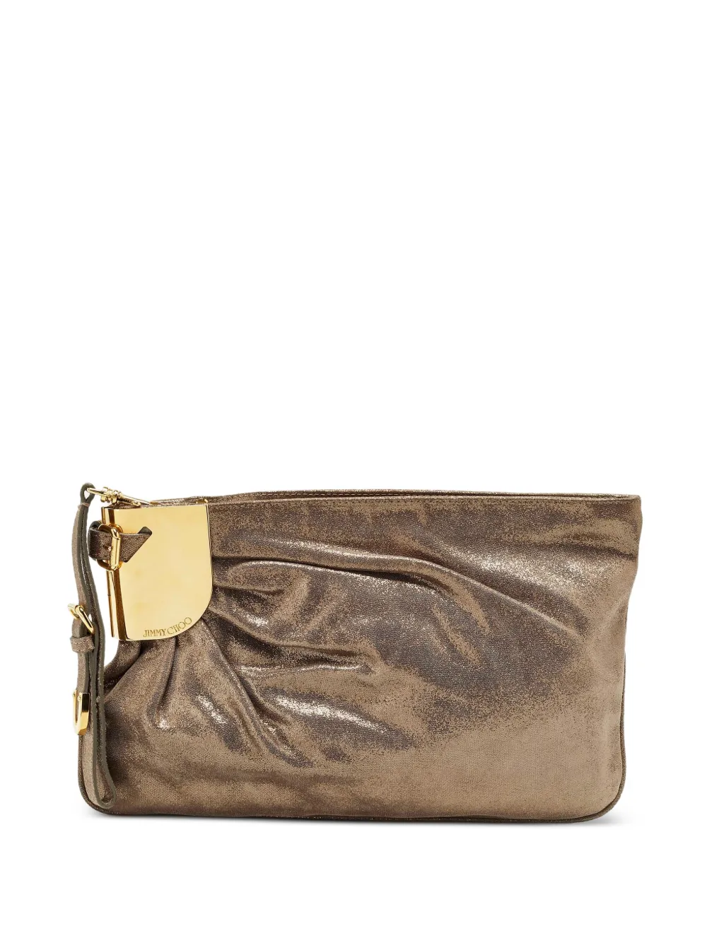 Jimmy Choo Pre-Owned pleated metallic clutch bag - Braun