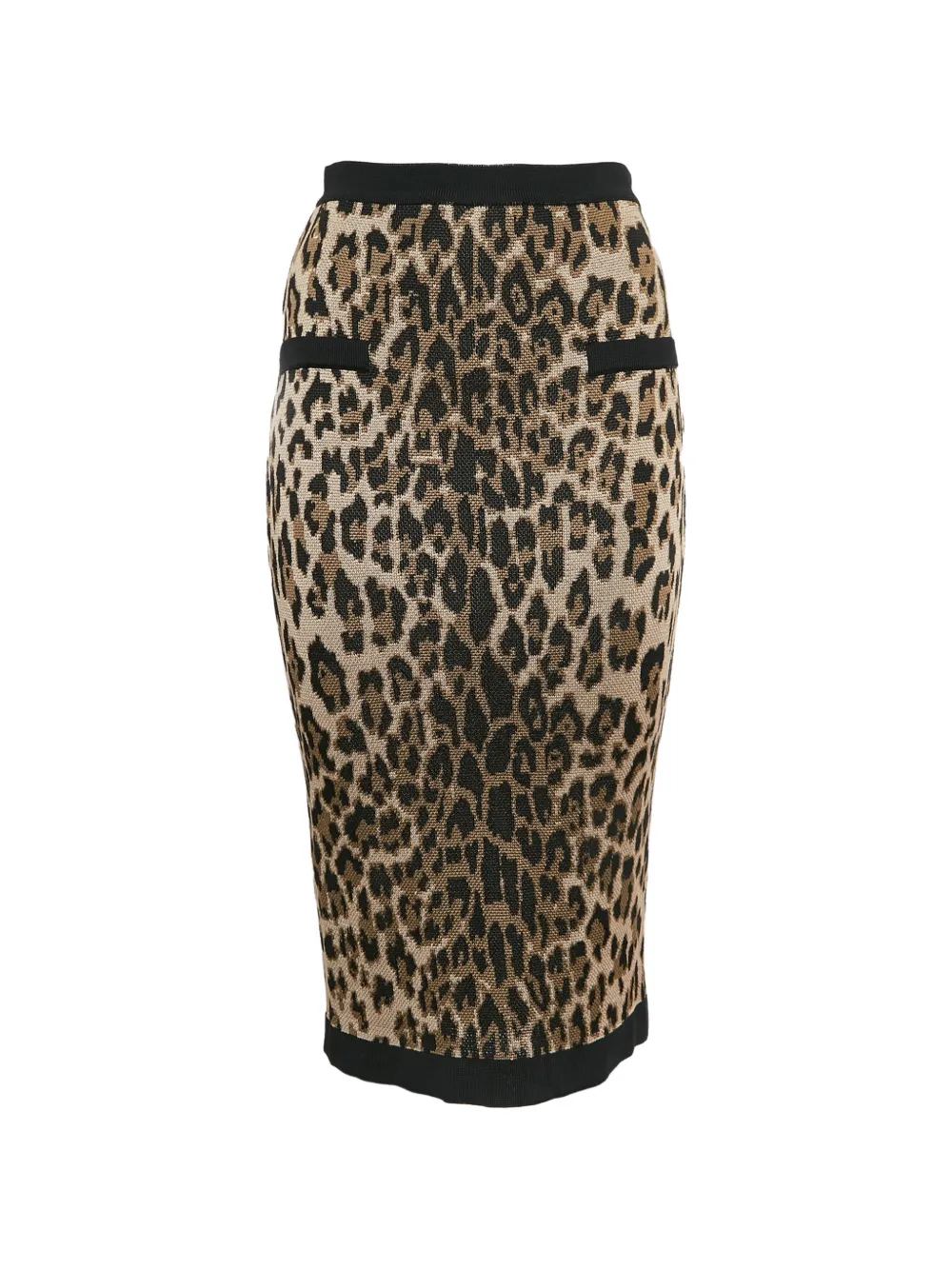 Balmain Pre-Owned leopard-jacquard midi pencil skirt - Marrone