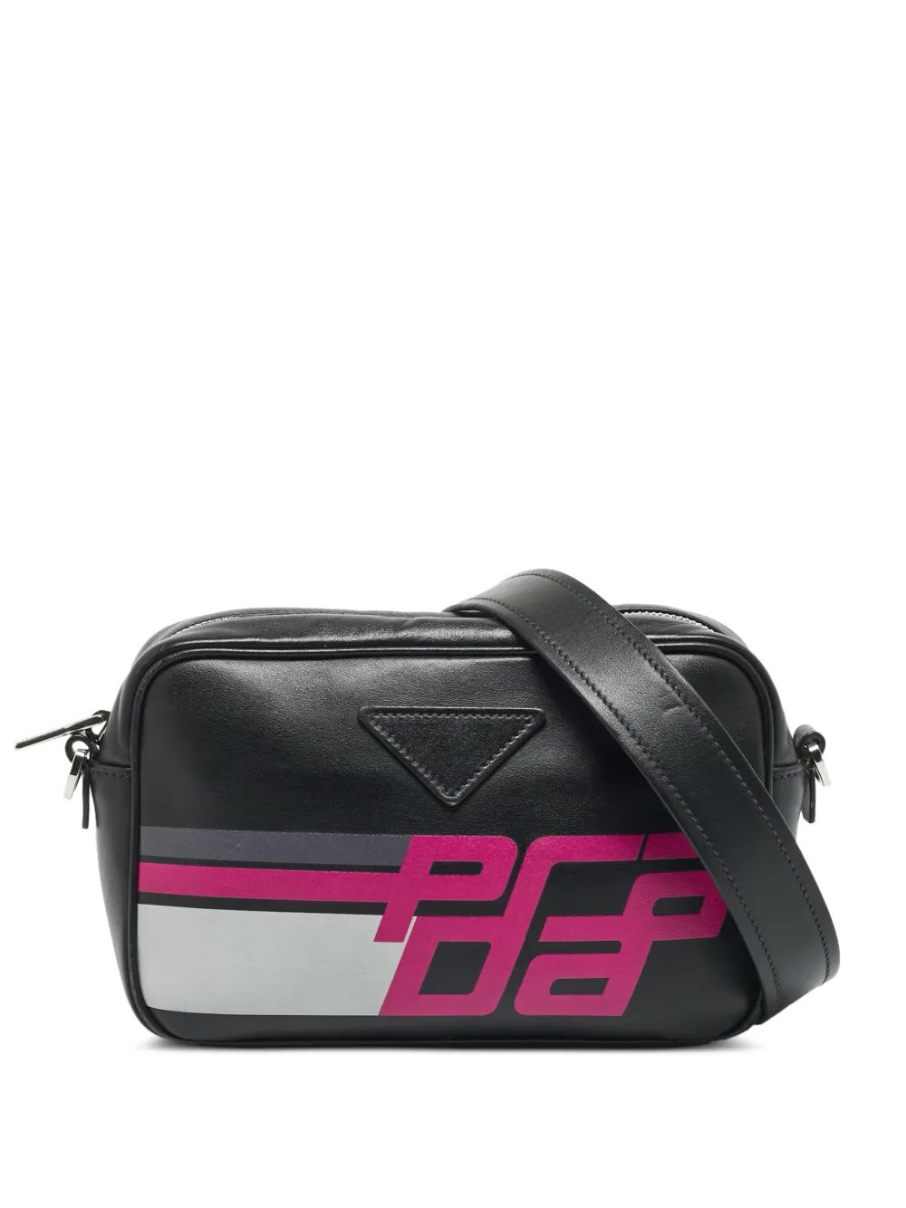 Prada Pre-Owned Borsa a tracolla Racing Logo in pelle - Nero