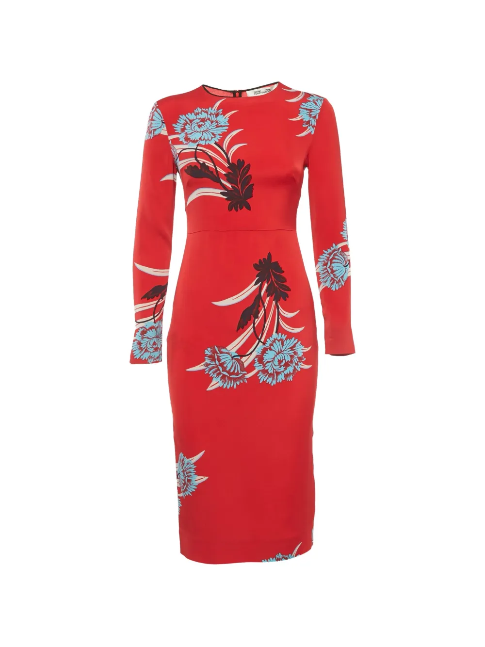 DVF Diane von Furstenberg floral-print long-sleeved midi dress - Rot