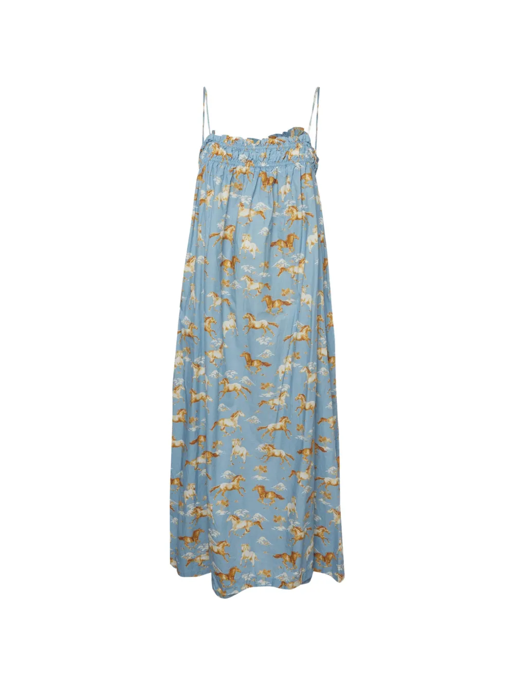 GANNI horse-print strappy dress - Blue