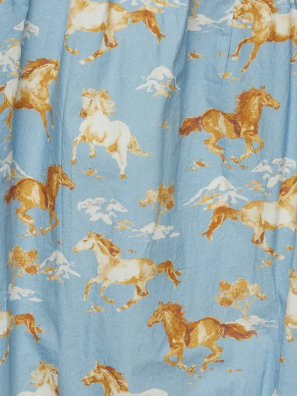 ganni blue horse dress GANNI horse-print Strappy Dress | Blue