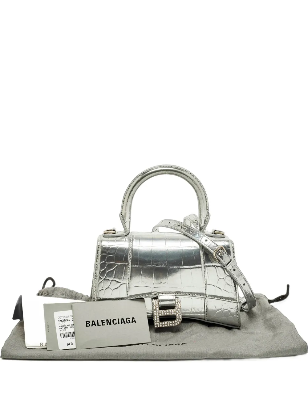 Balenciaga Pre-Owned XS Hourglass croc-embossed tote bag - Silber