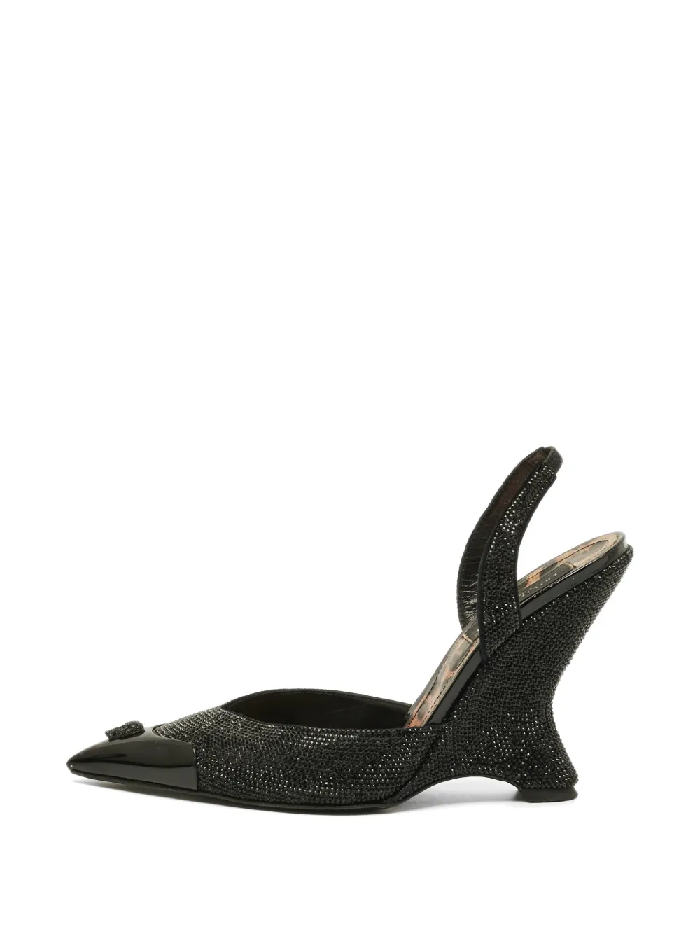 Philipp Plein Decollete crystal-embellished slingback heeled pumps - Nero