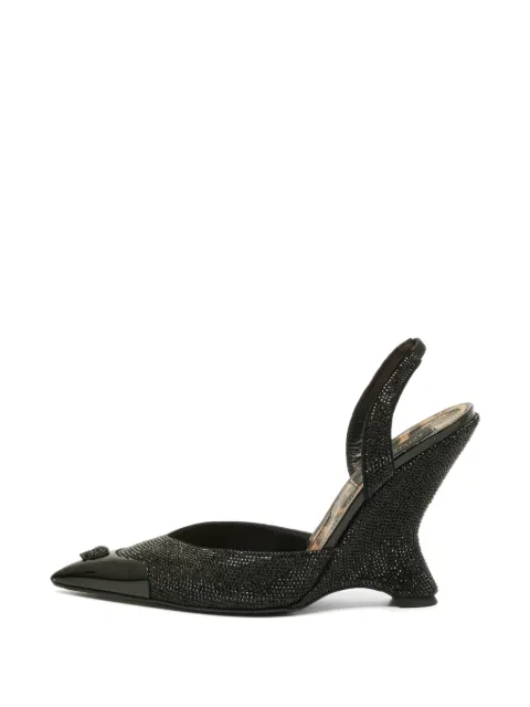 Philipp Plein Decollete crystal-embellished slingback heeled pumps