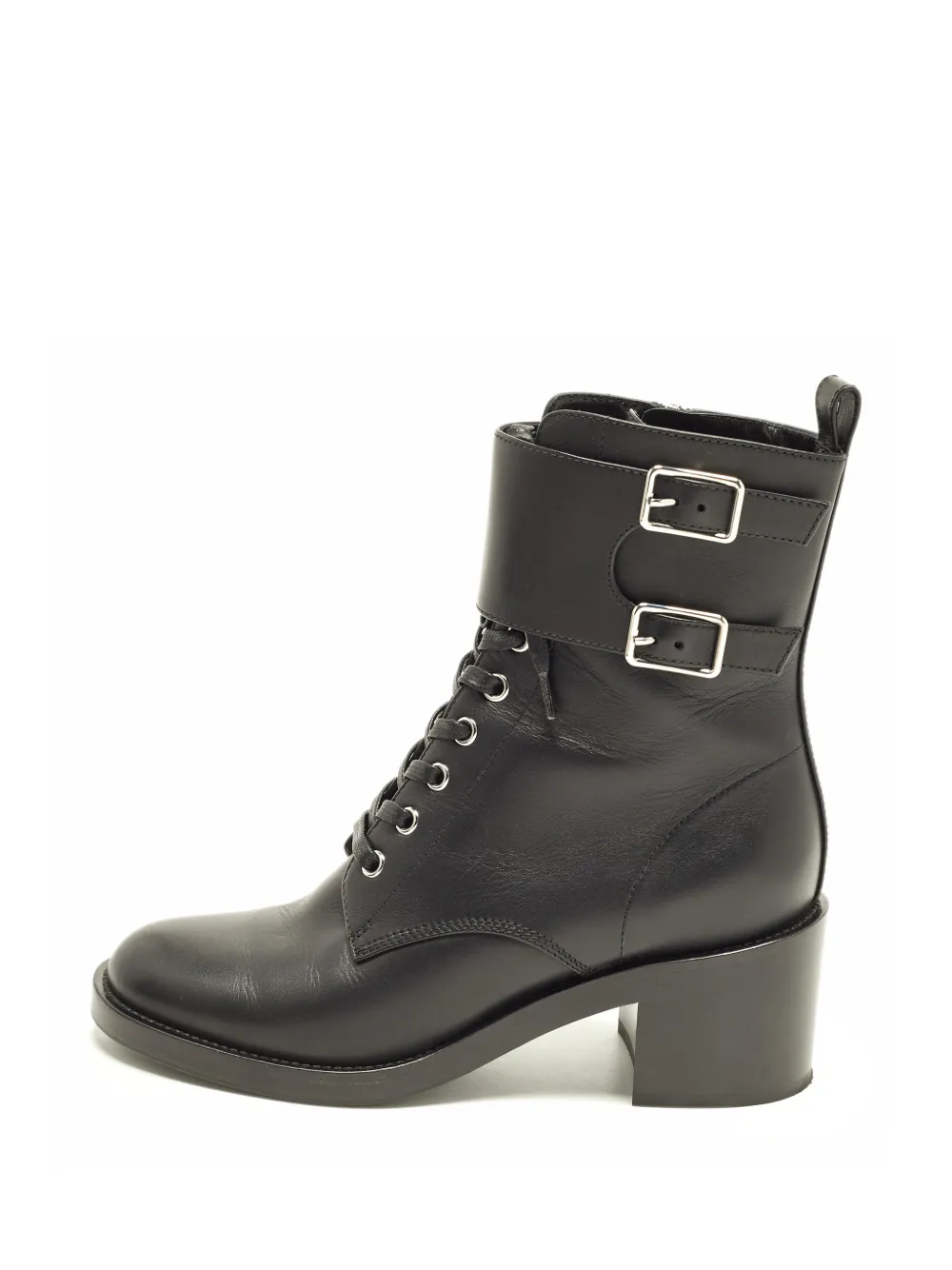 Gianvito Rossi buckled lace-up heeled combat boots - Schwarz