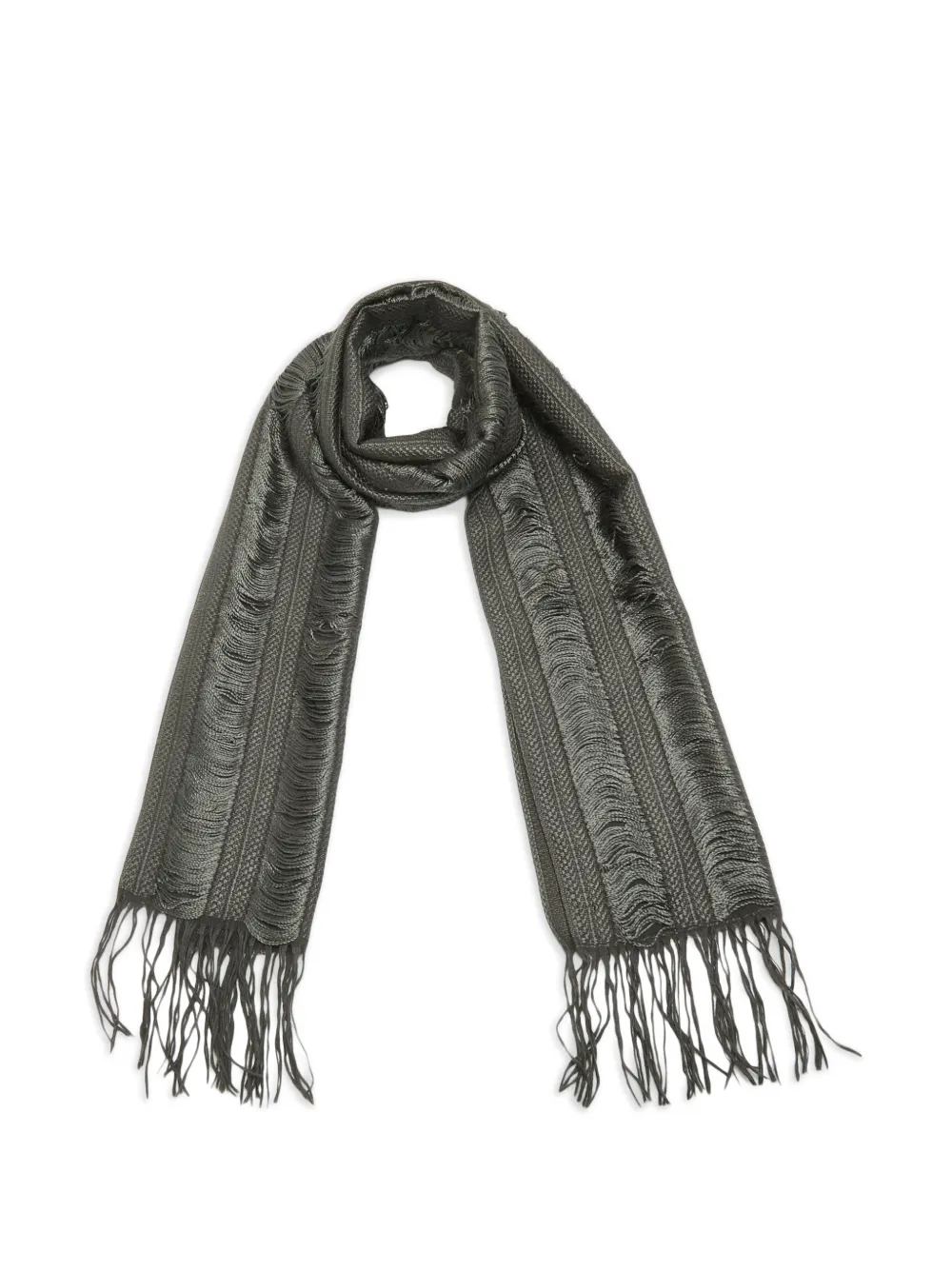 Burberry Pre-Owned fringed ladder-stitch stole - Grigio