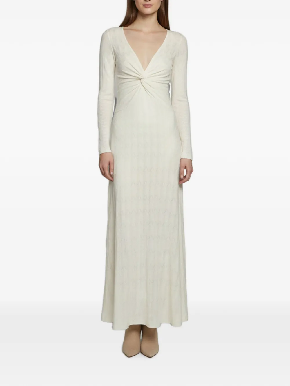 Missoni Pre-Owned crochet-knit twisted-neckline maxi dress - Toni neutri