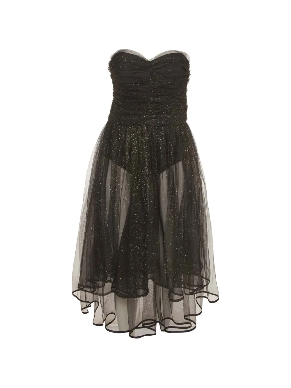 Elisabetta Franchi glitter-embellished ruched-design midi dress - Nero