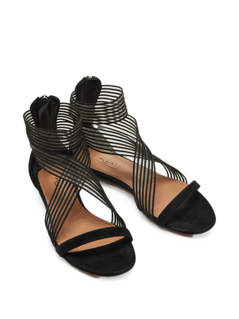 Alaïa Pre-Owned mesh ankle-strap sandals - Black