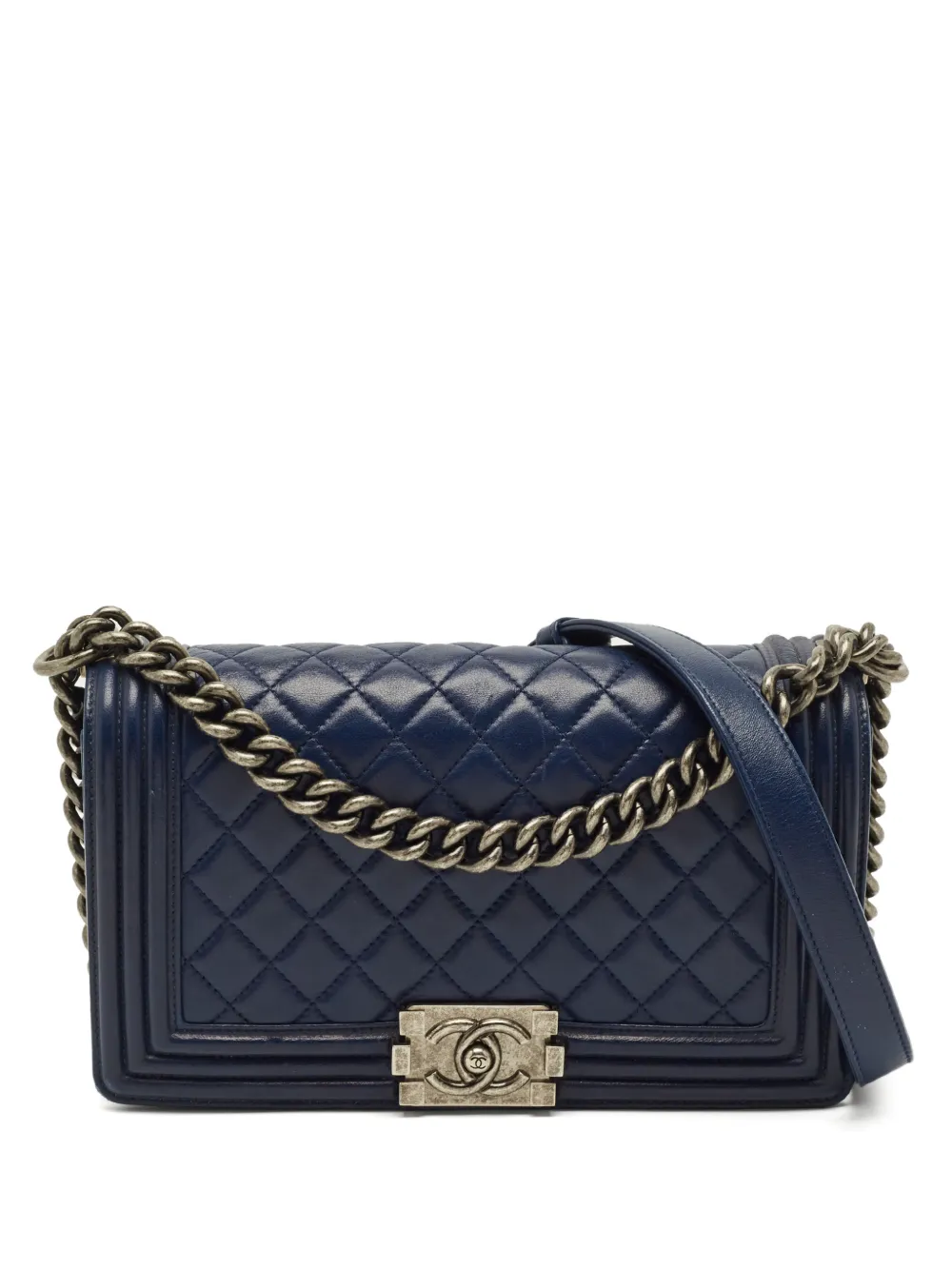 CHANEL Pre-Owned 2015-2016 medium Boy quilted flap shoulder bag - Blu