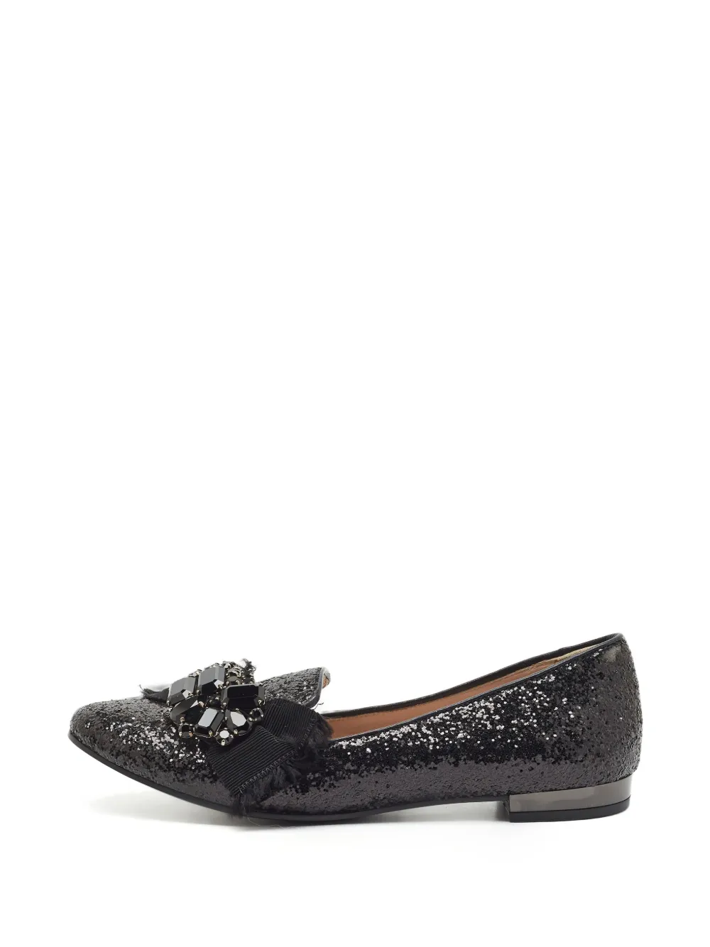Miu Miu Pre-Owned crystal-embellished flat pumps - Schwarz