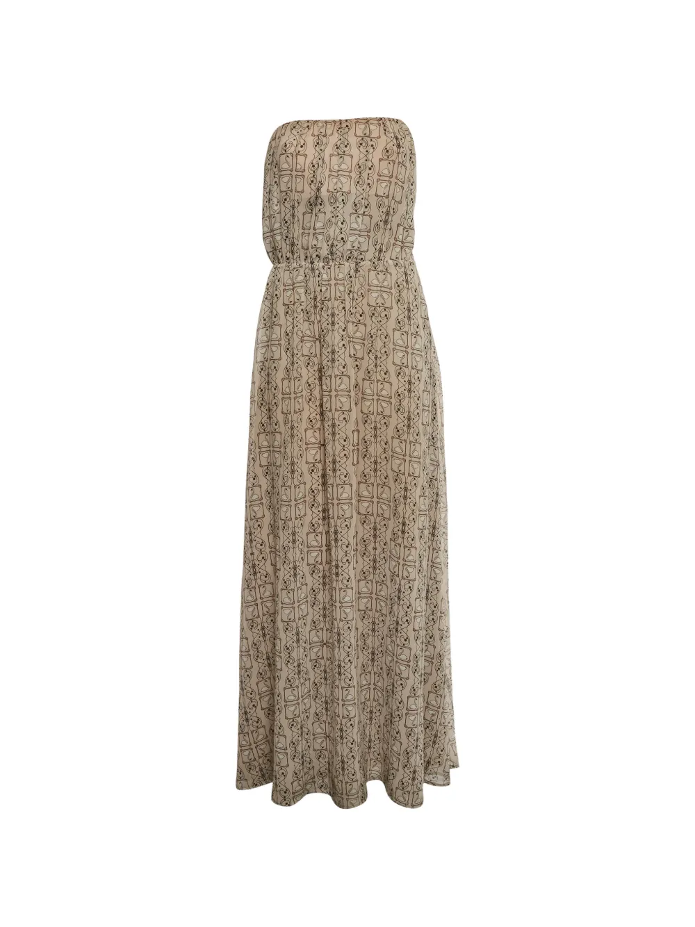 Elisabetta Franchi abstract-print strapless maxi dress - Toni neutri
