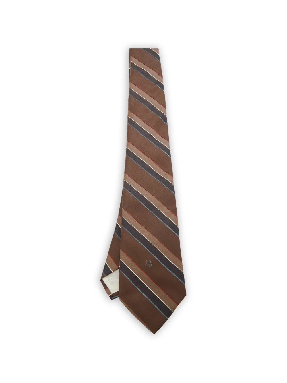 Saint Laurent Pre-Owned Classic diagonal-striped silk tie - Marrone