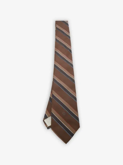 Saint Laurent Pre-Owned corbata de seda con rayas diagonales