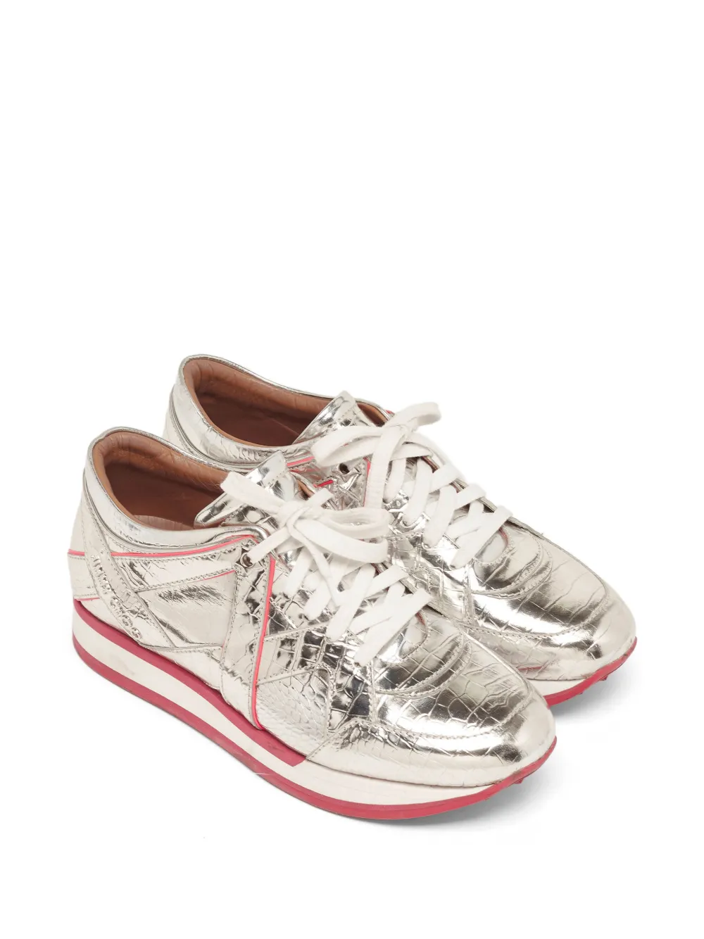 Jimmy Choo Pre-Owned London croc-embossed sneakers - Silber