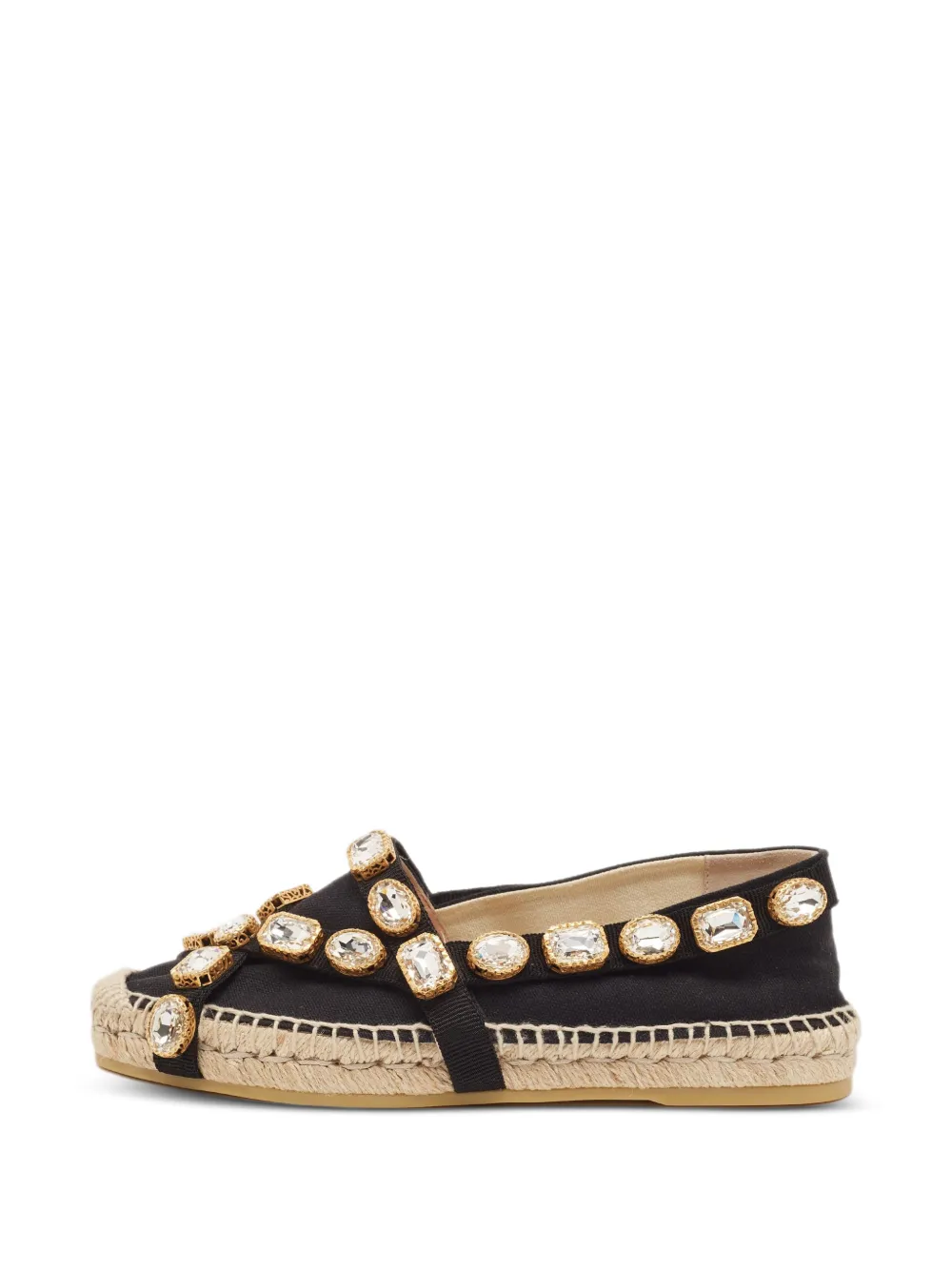 Gucci Pre-Owned Pepita crystal-embellished espadrilles - Nero