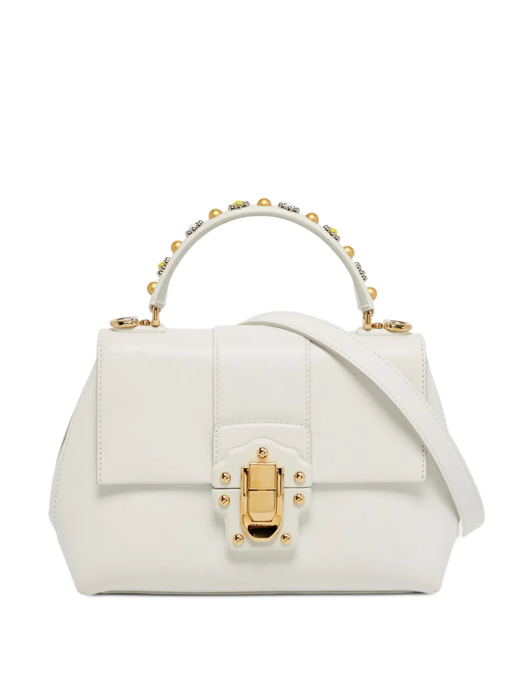 Dolce & Gabbana Pre-Owned small Lucia embellished-top-handle tote bag - Bianco