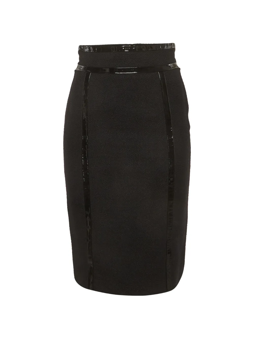 Escada Pre-Owned leather-panel midi pencil skirt - Nero