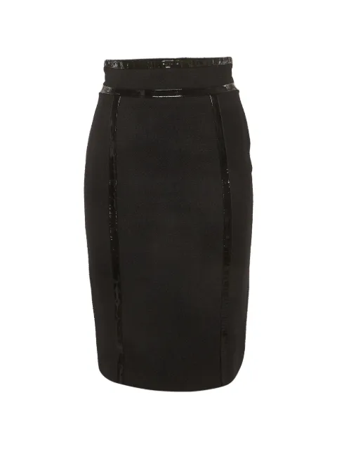 Escada Pre-Owned 레더 패널 미디 펜슬 스커트