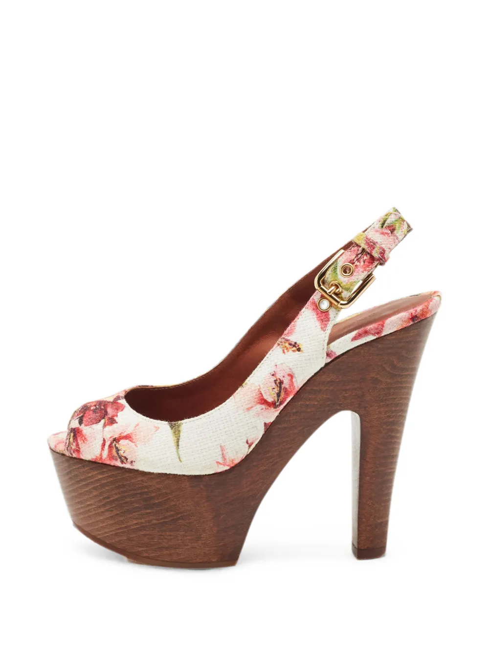 Dolce & Gabbana Pre-Owned floral-print platform heeled sandals - Bianco