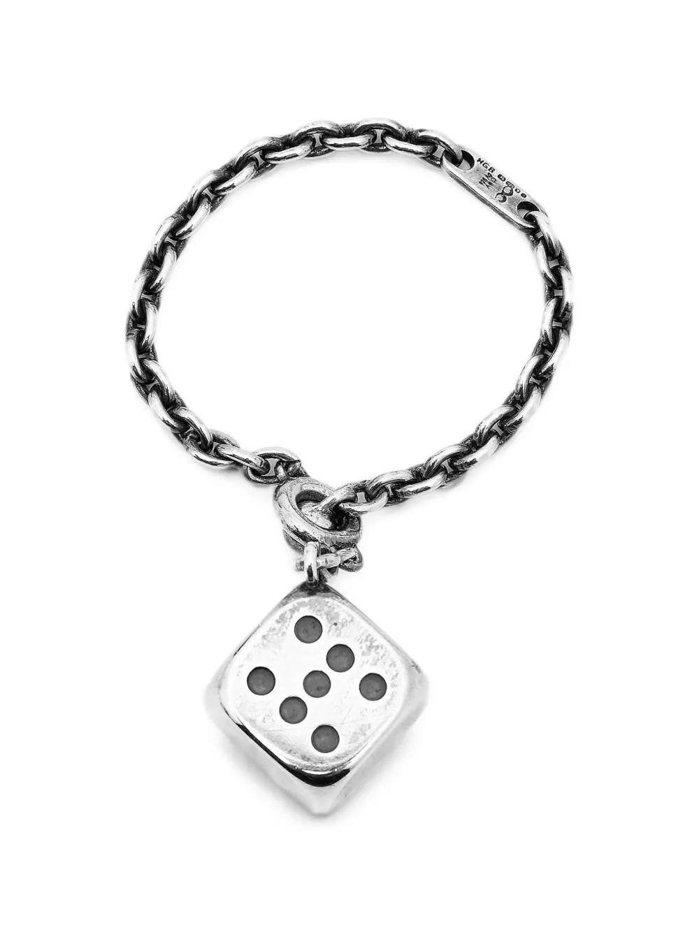 Pre-owned Hermes Cube Bag Charm In Silver