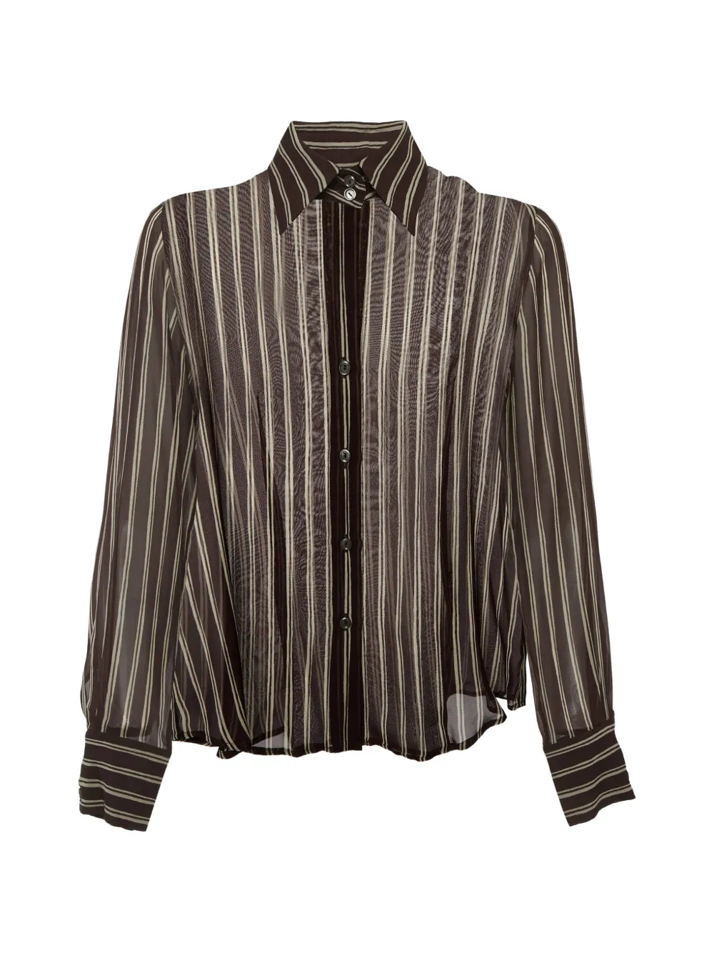 Max Mara striped button-down silk sheer shirt - Marrone