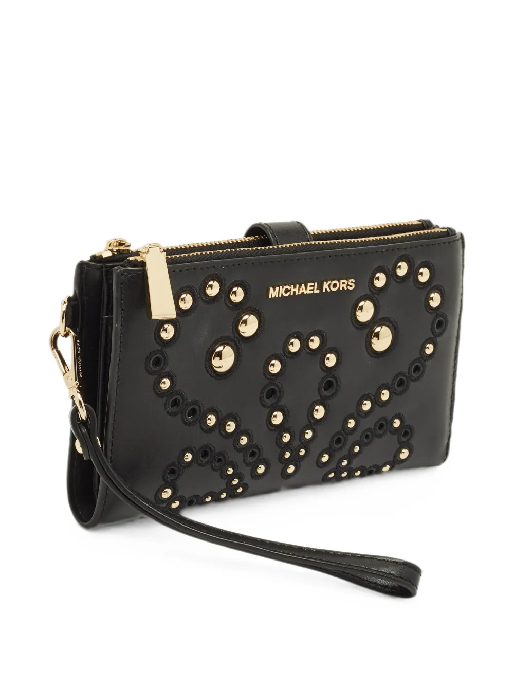 Pre-owned Michael Kors Vintage Adele Stud-embellished Wallet In Black