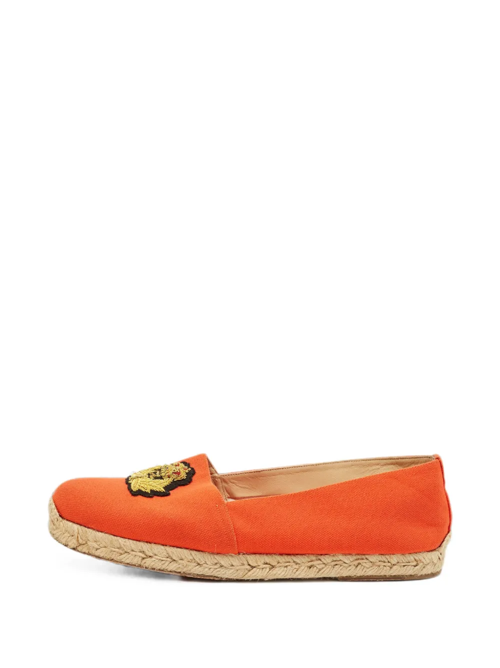 Pre-owned Christian Louboutin Gala Embroidered Crest Espadrilles In Orange