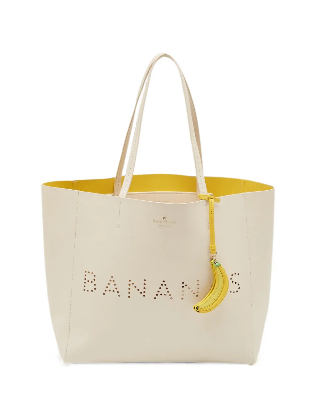 Pre-owned Kate Spade Hallie Perforated Tote Bag In White