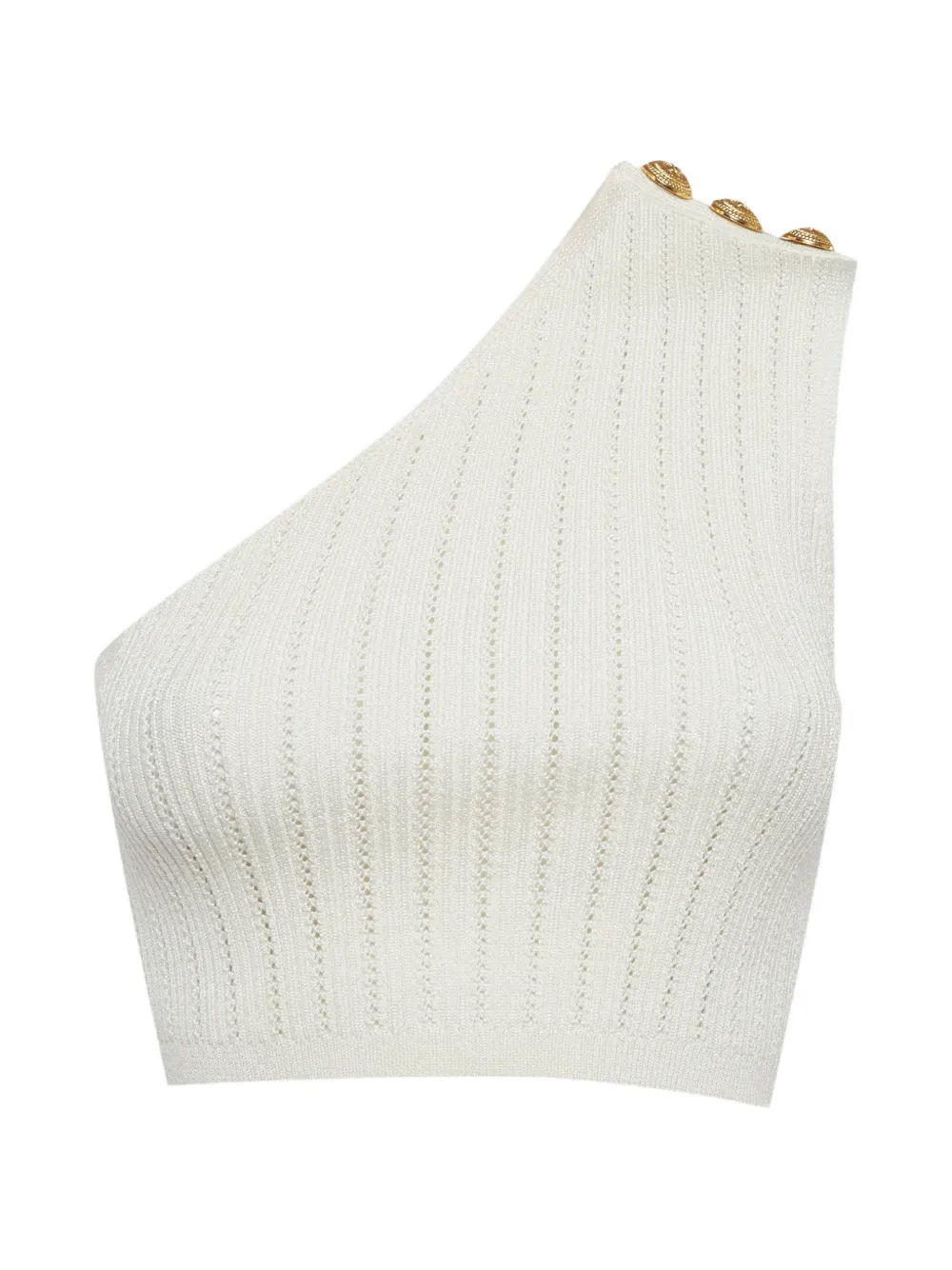 Balmain Pre-Owned one-shoulder pointelle-knit top - Nude