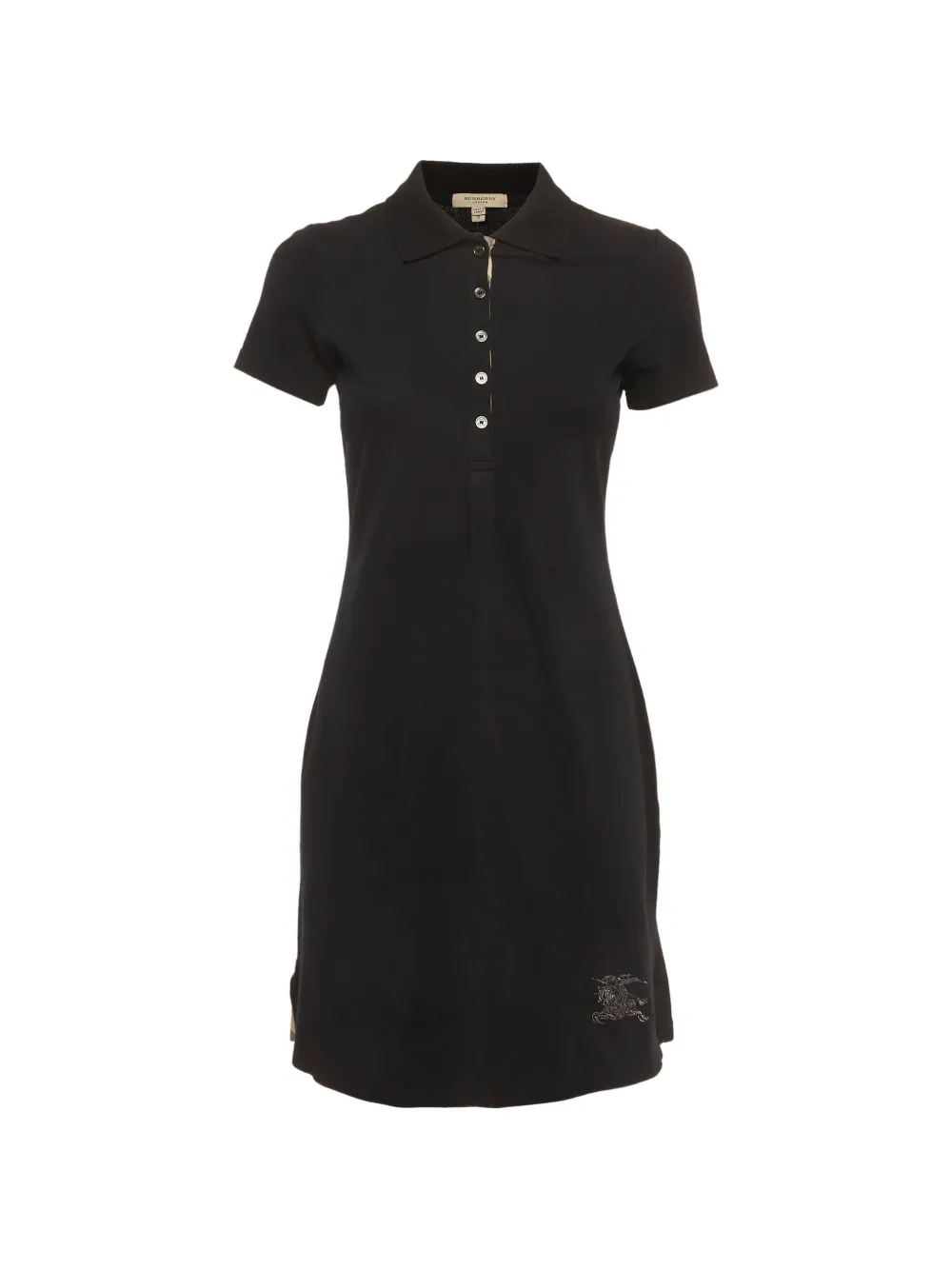 Pre-owned Burberry Piqué Polo Mini Dress In Black