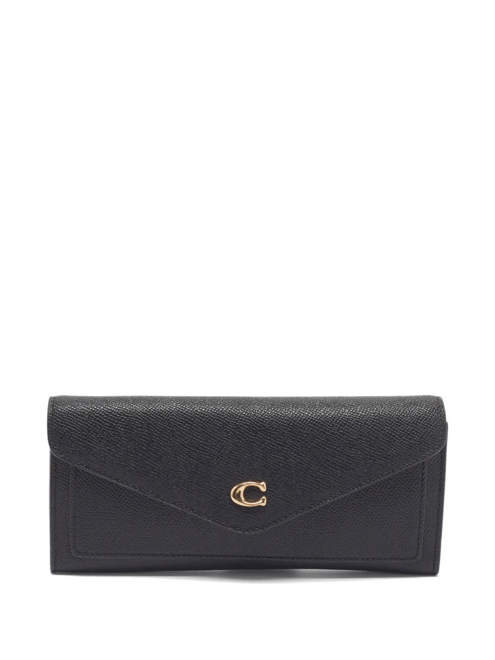 Pre-owned Coach Wyn Soft Continental Wallet In Black