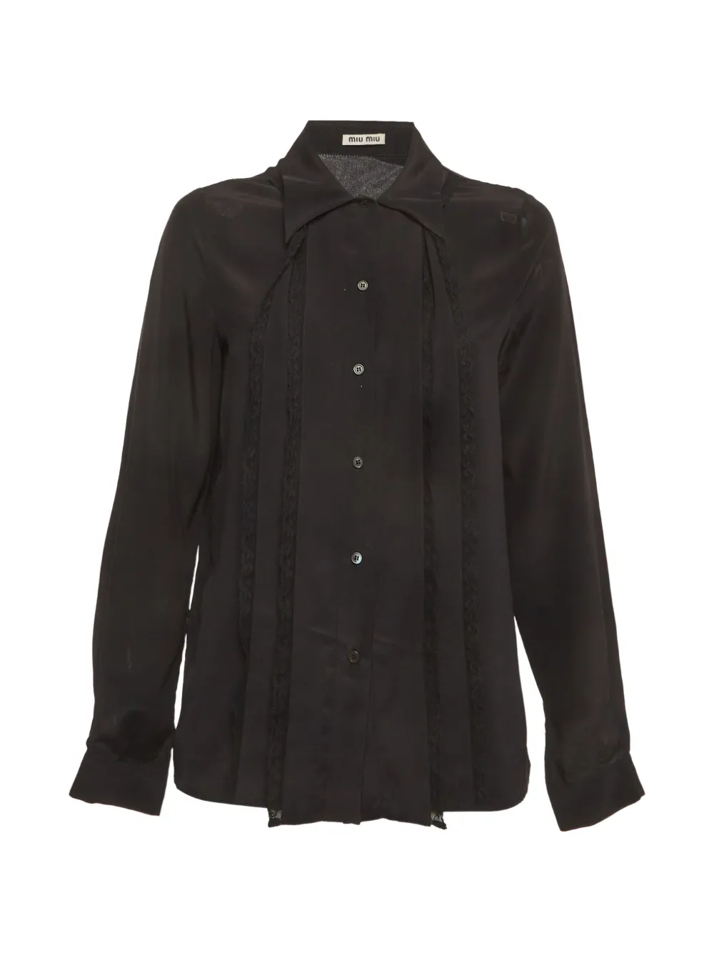 Miu Miu Pre-Owned Camicia con rifinitura in pizzo - Nero