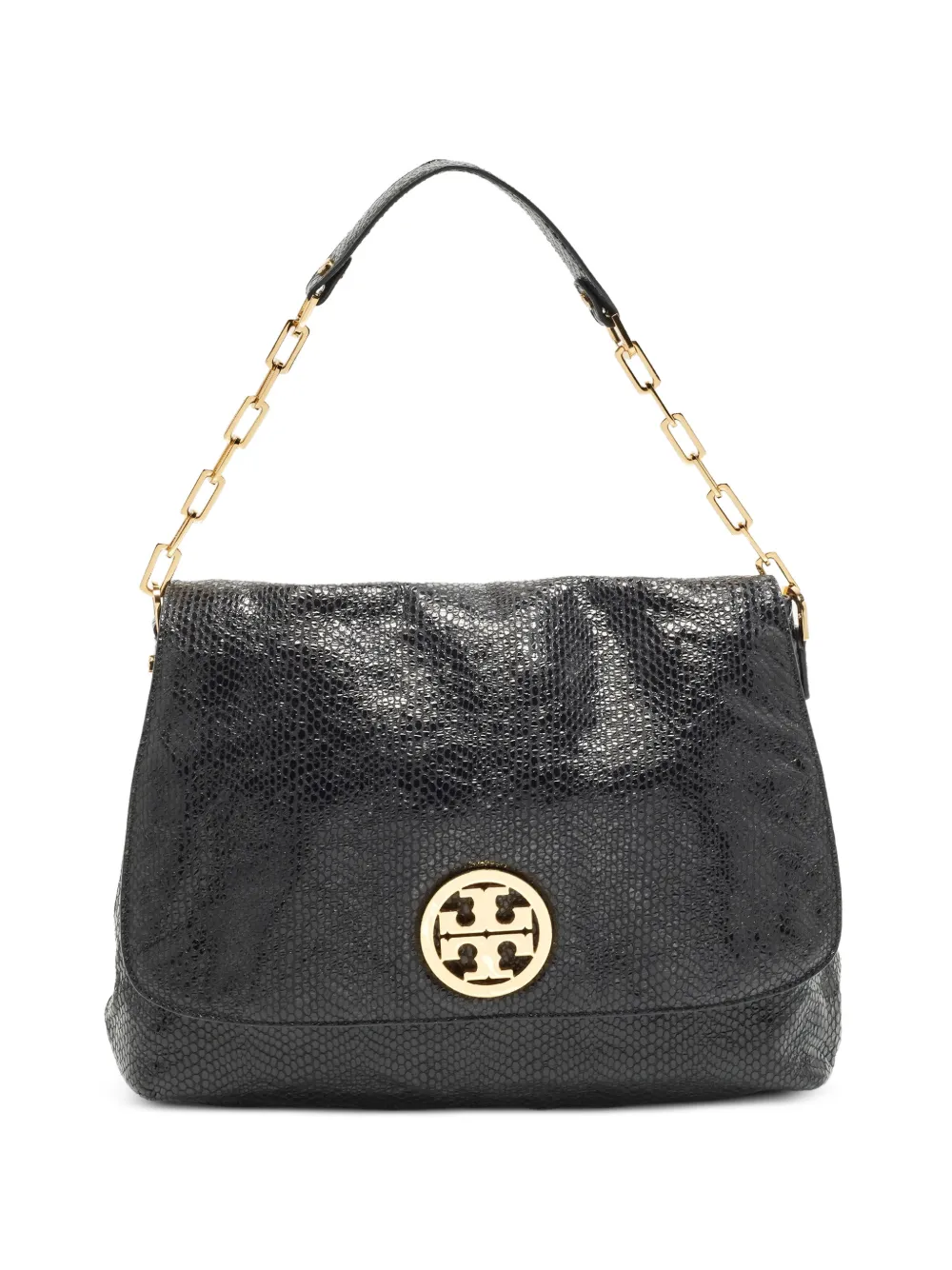 Tory Burch Borsa a spalla con effetto serpente - Nero
