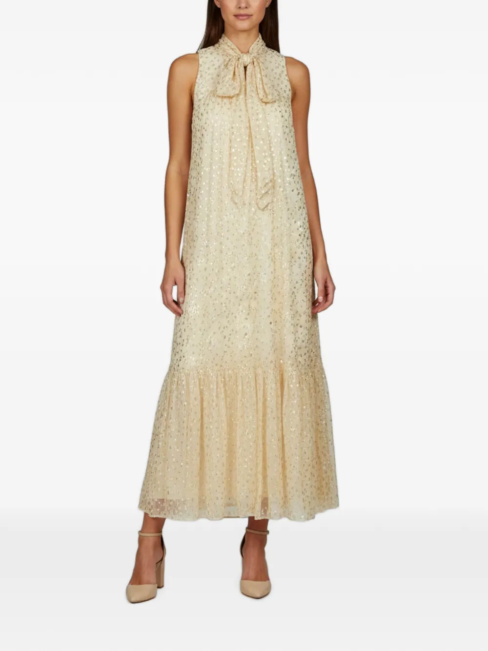 ZIMMERMANN maxi Fil Coupé pussy-bow dress - Toni neutri
