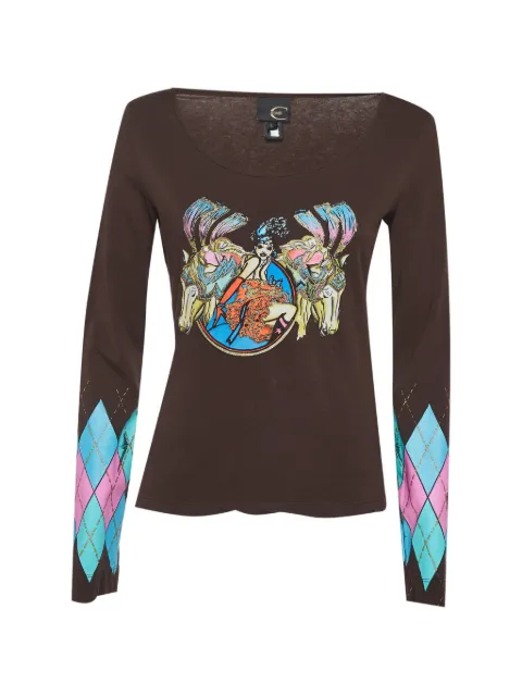 Just Cavalli Vintage graphic-print argyle-patterned T-shirt