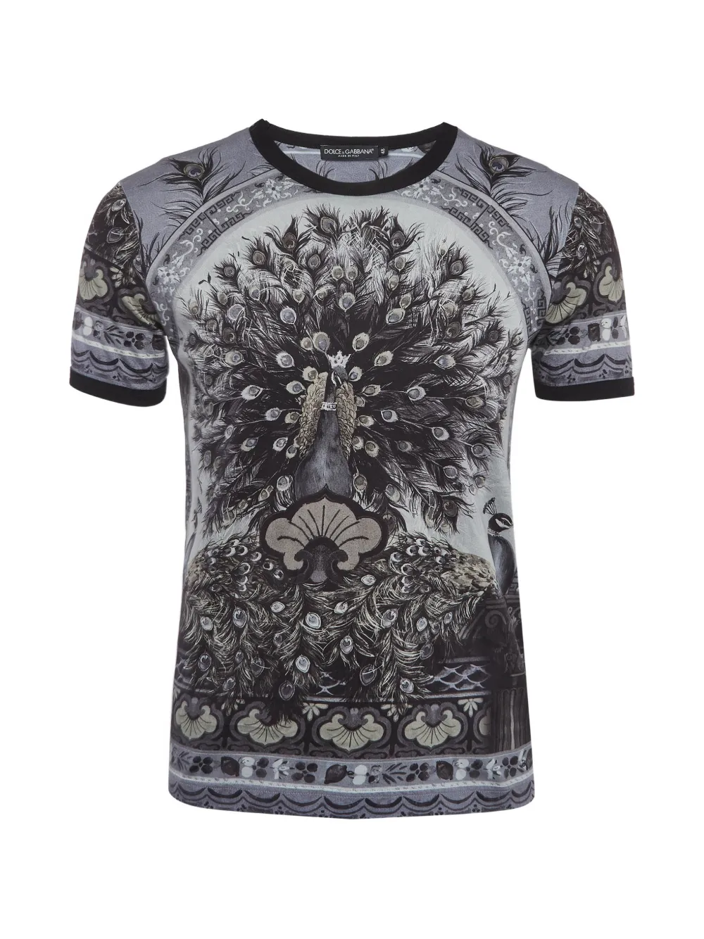 Dolce & Gabbana Pre-Owned peacock-print T-shirt - Grigio