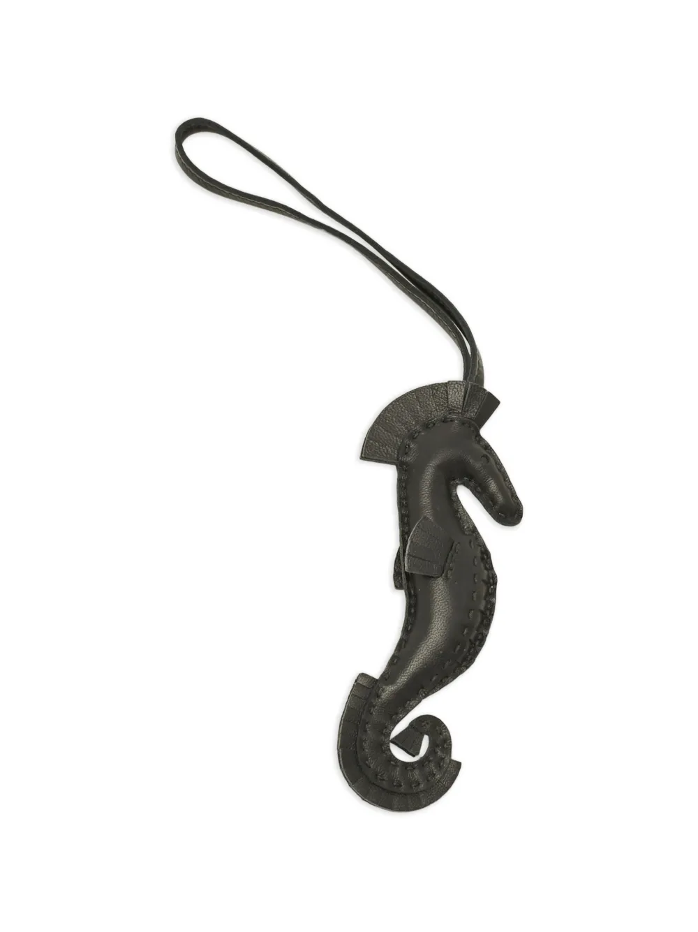 Hermès Pre-Owned seahorse-shape leather bag charm - Nero