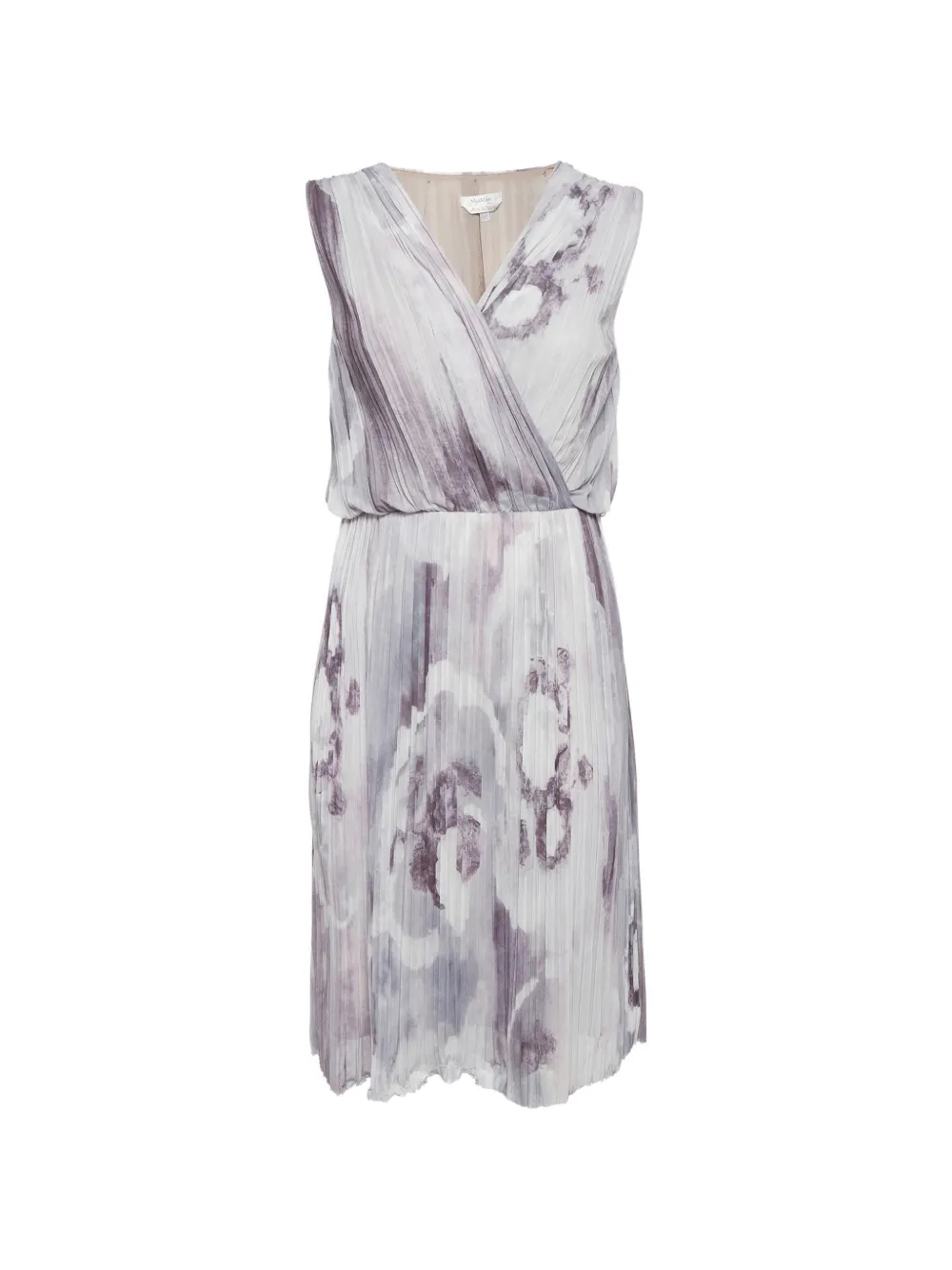 Max Mara printed plissé midi dress - Bianco