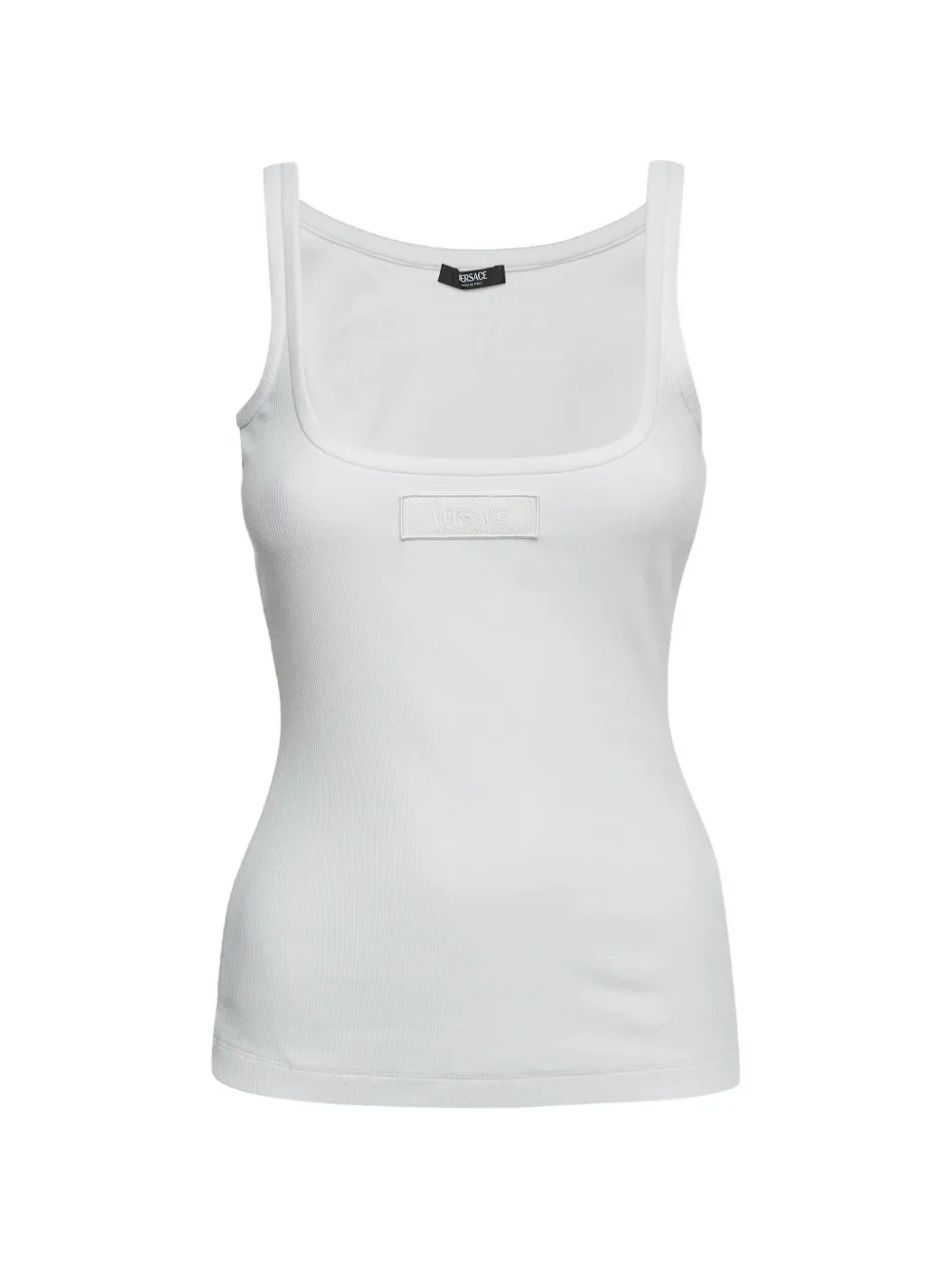 Versace Pre-Owned rib-knit logo-patch tank top - Bianco