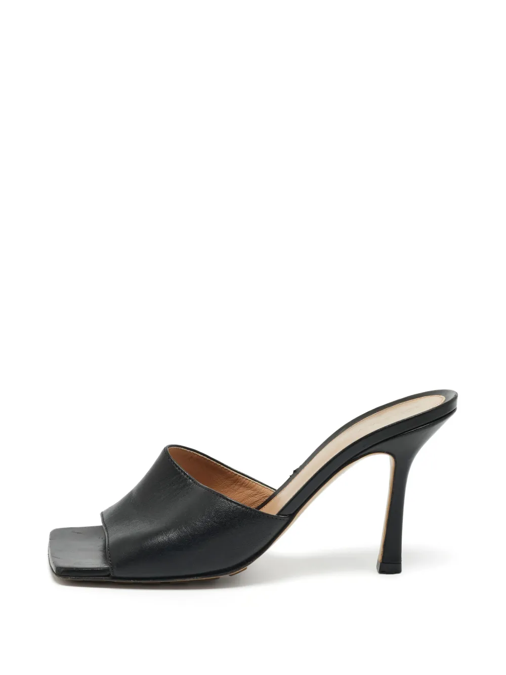 Bottega Veneta Pre-Owned Stretch square-toe leather heeled sandals - Nero