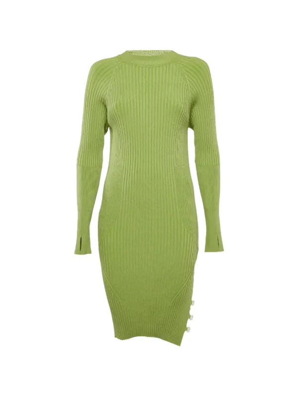 jacquemus knit dress Pre-Owned La Robe Pigolo Rib Midi | Green v neck sleeveless dress
