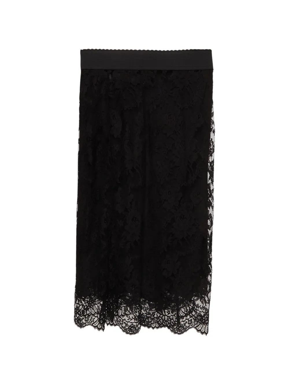 Pre-owned Dolce & Gabbana Lace Midi Midi Skirt In Black