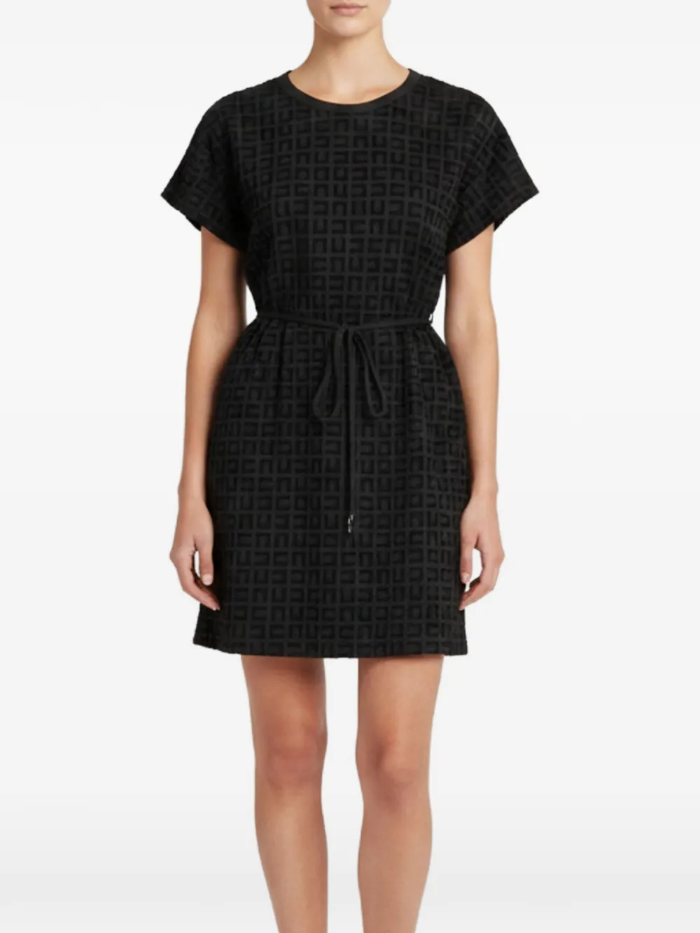 Elisabetta Franchi Monogram-patterned belted mini dress - Nero