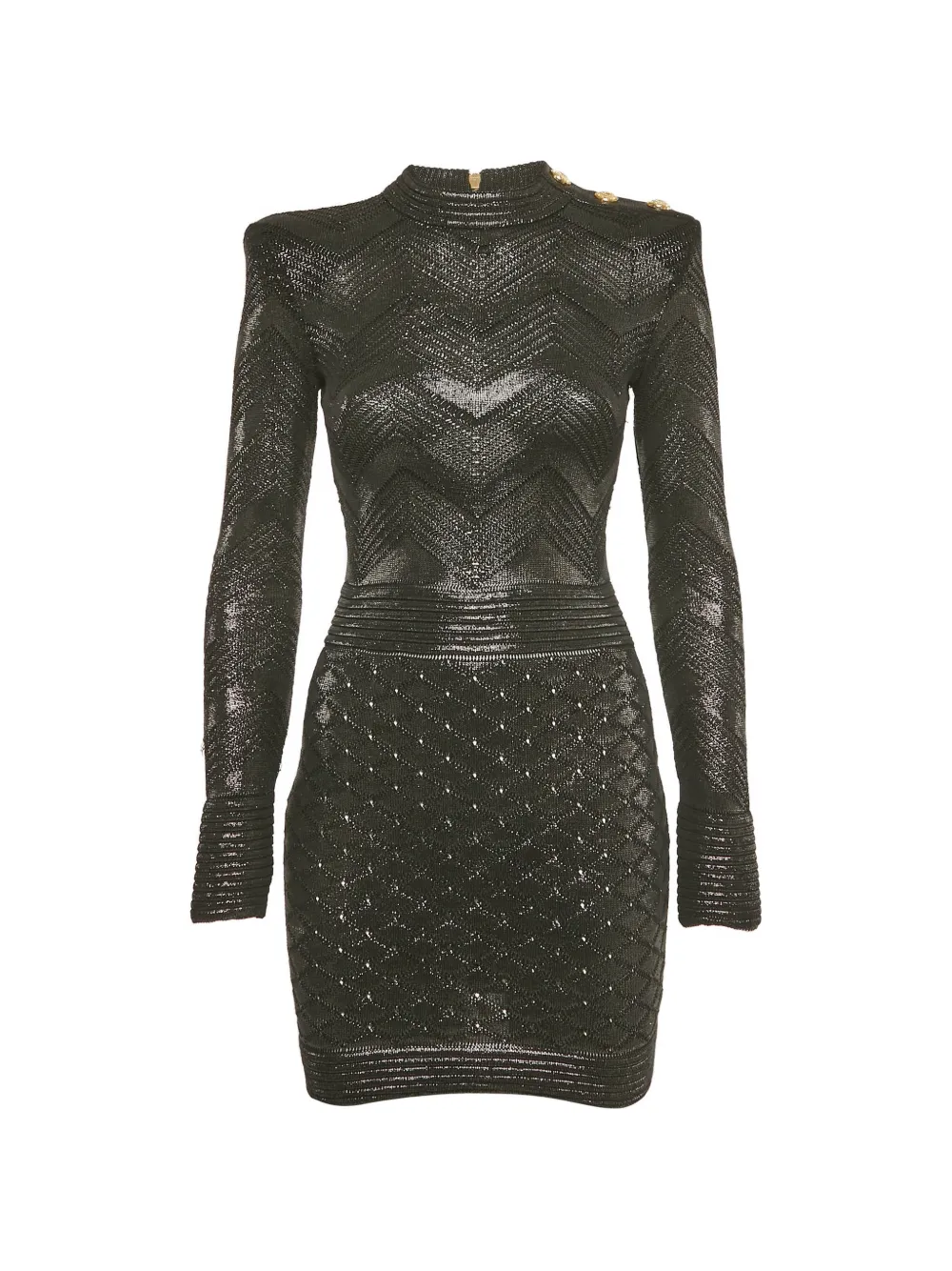 Balmain Pre-Owned chevron diamond knit mini dress - Nero