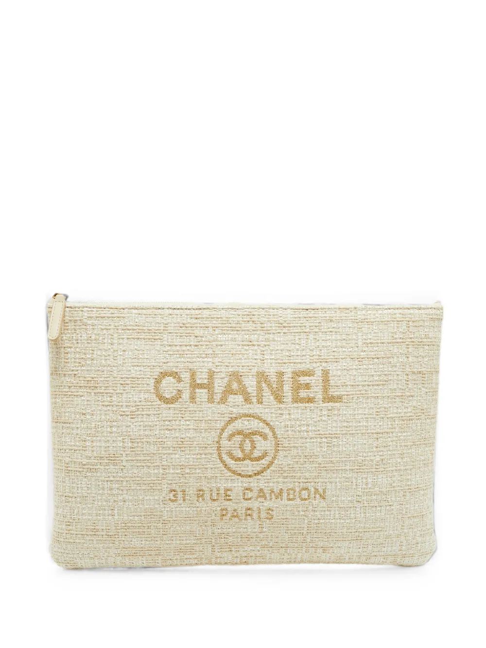 CHANEL Pre-Owned Deauville tweed clutch bag - Neutrals