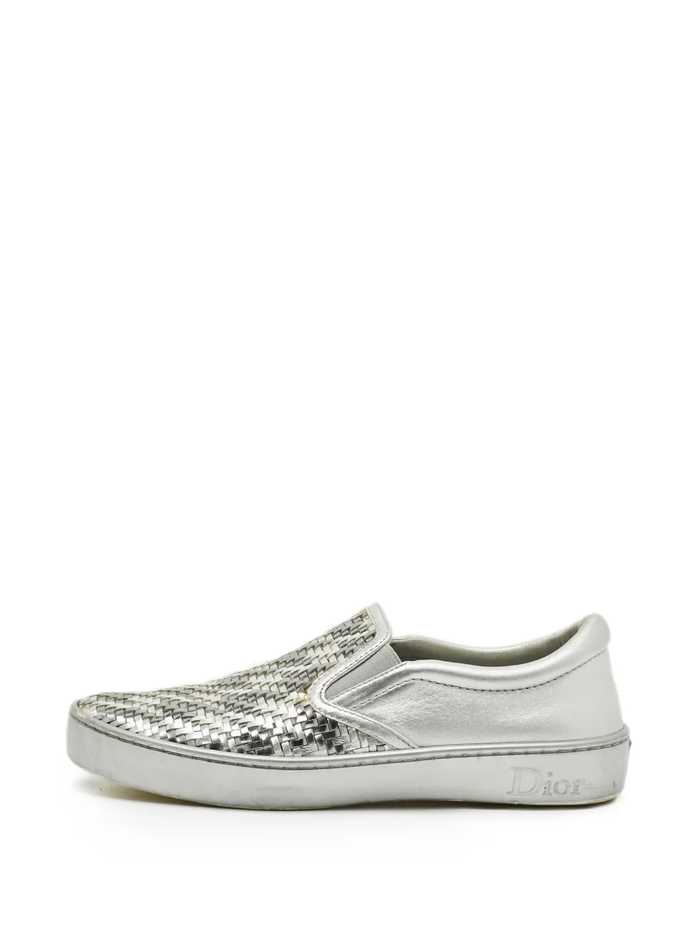 Christian Dior Pre-Owned woven houndstooth sneakers - Argento